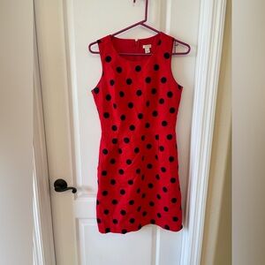J.Crew Red & Black Polka Dot Sleeveless Dress – Size 4